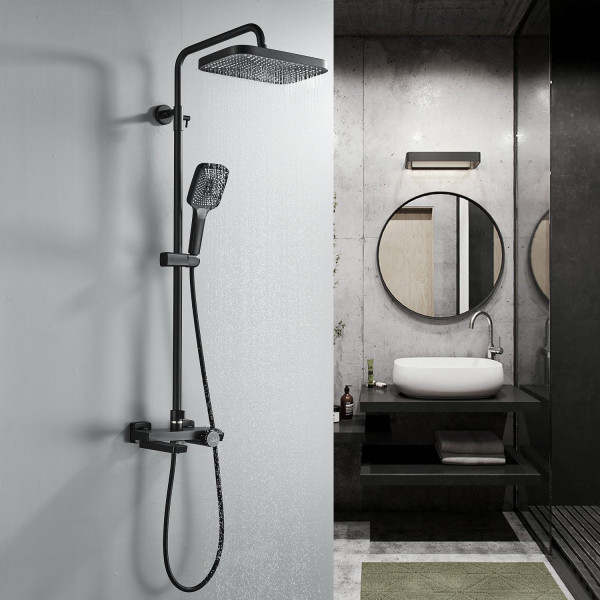 Душевая система с термостатом Rose R1896H, черный. Фото 8