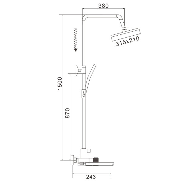 Душевая система с термостатом Rose R1896T, пепельный. Фото 2