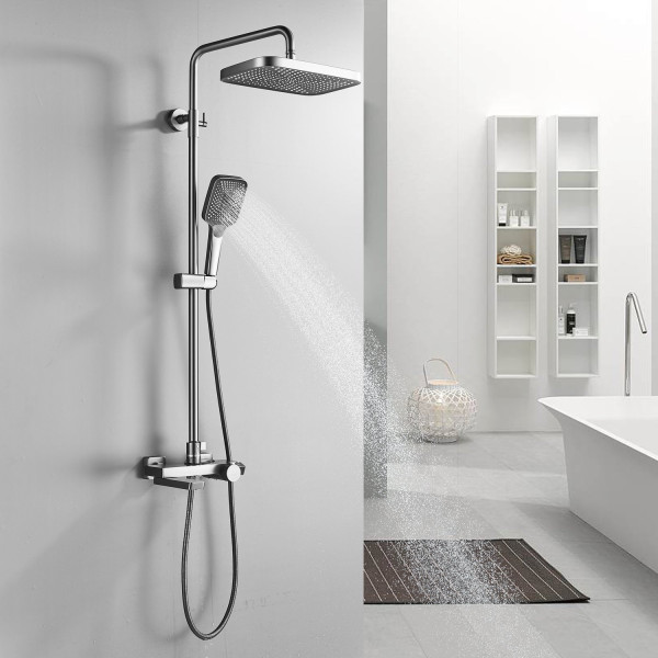 Душевая система с термостатом Rose R1896T, пепельный. Фото 3