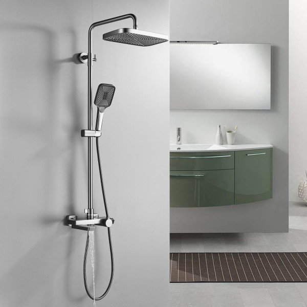 Душевая система с термостатом Rose R1896T, пепельный. Фото 5