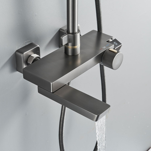 Душевая система с термостатом Rose R1896T, пепельный. Фото 6