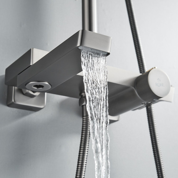 Душевая система с термостатом Rose R1896T, пепельный. Фото 7