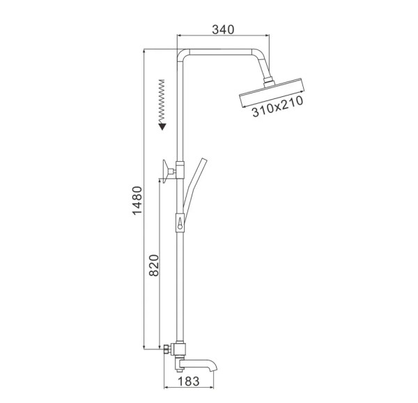 Душевая система с термостатом Rose R3536H, черный. Фото 2
