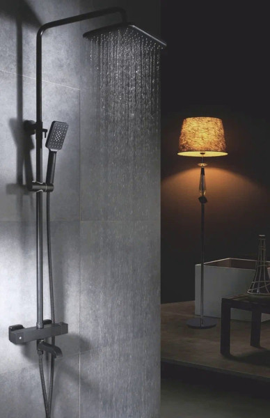 Душевая система с термостатом Rose R3536H, черный. Фото 3