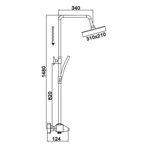 Душевая система с термостатом Rose R3736H, черный. Фото 2