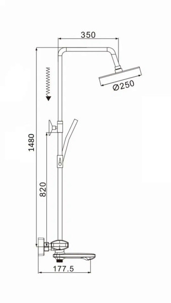 Душевая система с термостатом Rose R3996, хром. Фото 2