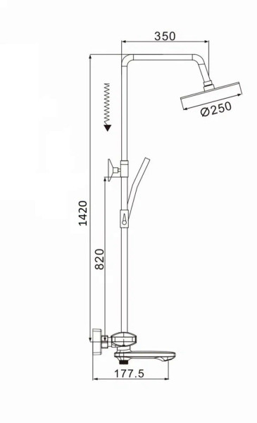 Душевая система с термостатом Rose R3996H, черный. Фото 2