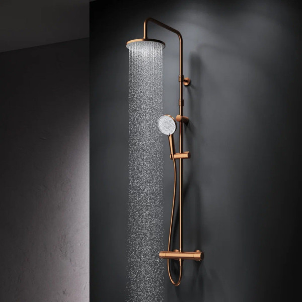 Душевая система с термостатом, розовое золото. Фото 2