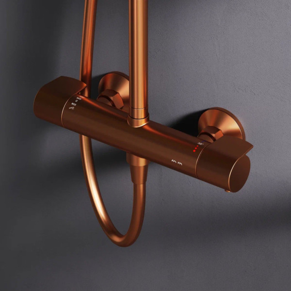 Душевая система с термостатом, розовое золото. Фото 3