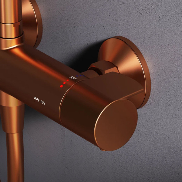 Душевая система с термостатом, розовое золото. Фото 4