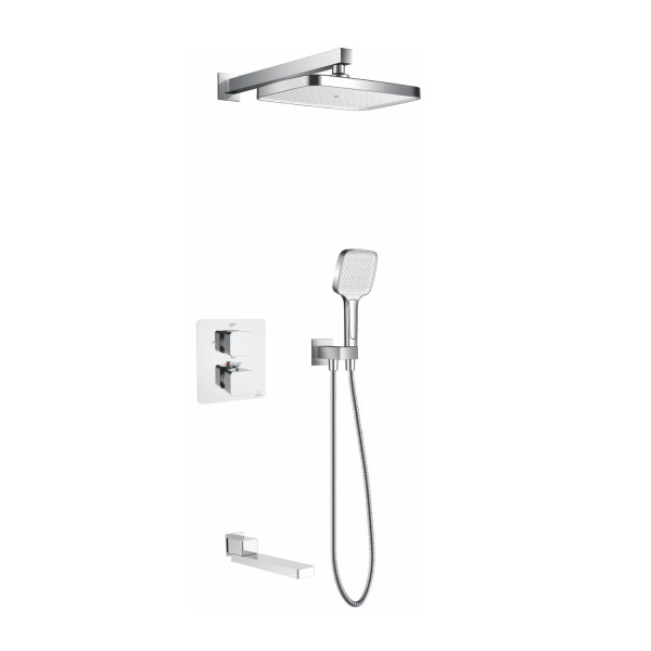 Душевая система с термостатом встраиваемая Rose R1595F, белый/хром. Фото 1