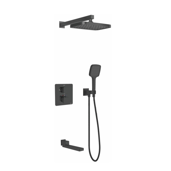 Душевая система с термостатом встраиваемая Rose R1595H, черный. Фото 1