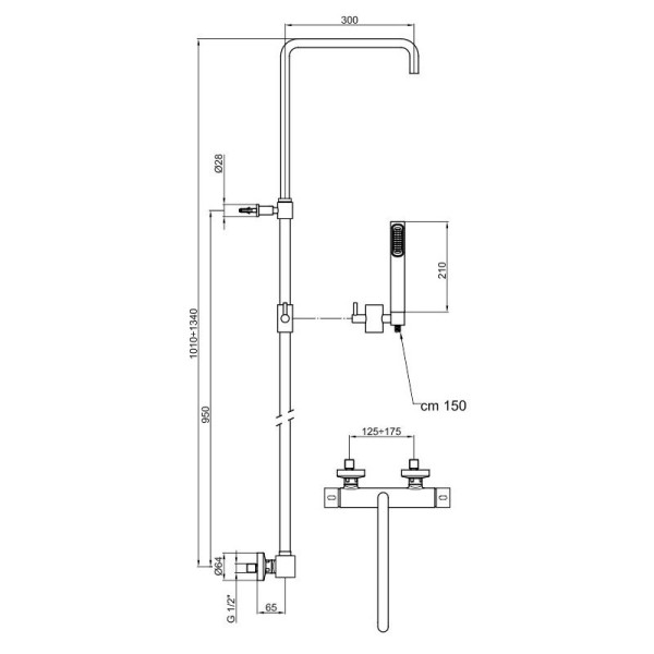 Душевая система с термостатом Webert Azeta New AA980508015, хром. Фото 2