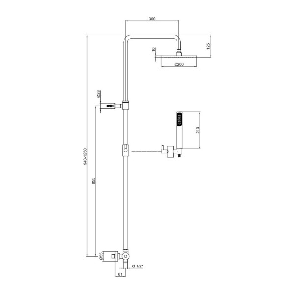 Душевая система с термостатом Webert Elio EL980507015METAL, хром. Фото 2