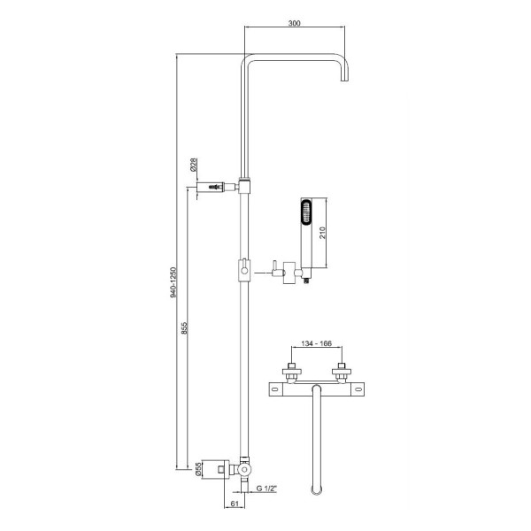 Душевая система с термостатом Webert Elio EL980508560, черный. Фото 2