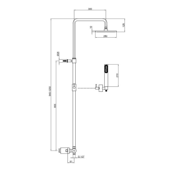 Душевая система с термостатом Webert Elio EL980515560METAL, черный. Фото 2