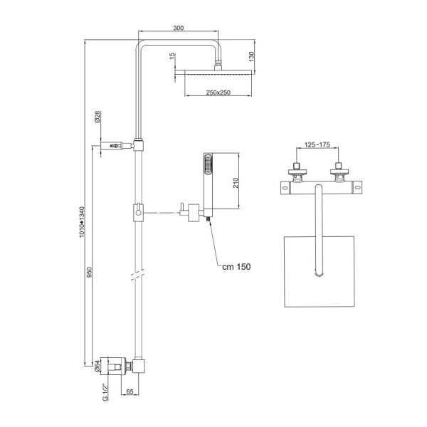 Душевая система с термостатом Webert Pegaso PE980507740METAL, белый. Фото 2