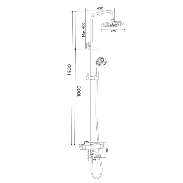 Душевая система с термостатом WesnaArt DUSHA DUS08-302, хром. Фото 2