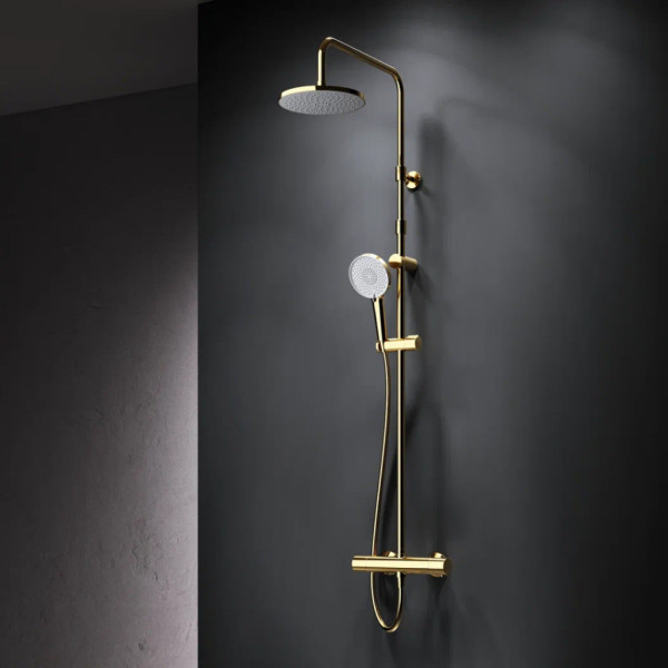 Душевая система с термостатом, золото. Фото 1