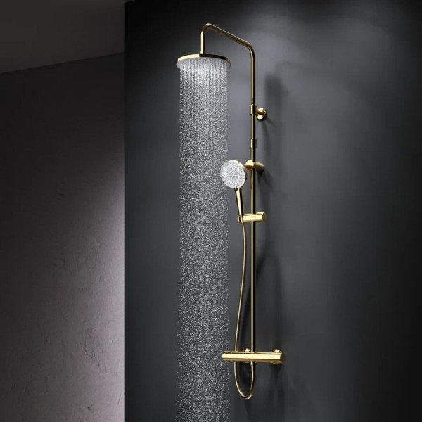 Душевая система с термостатом, золото. Фото 2