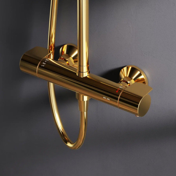 Душевая система с термостатом, золото. Фото 3