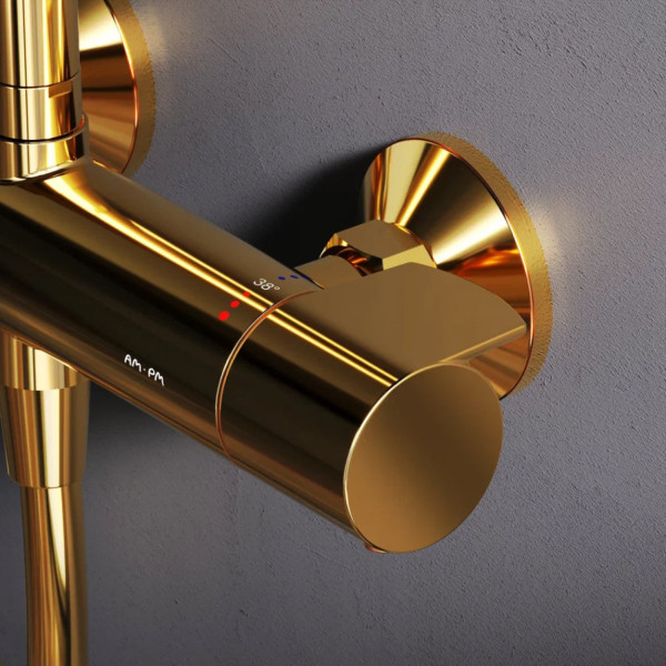 Душевая система с термостатом, золото. Фото 4