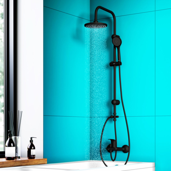 Душевая система с тропическим душем, черный. Фото 2