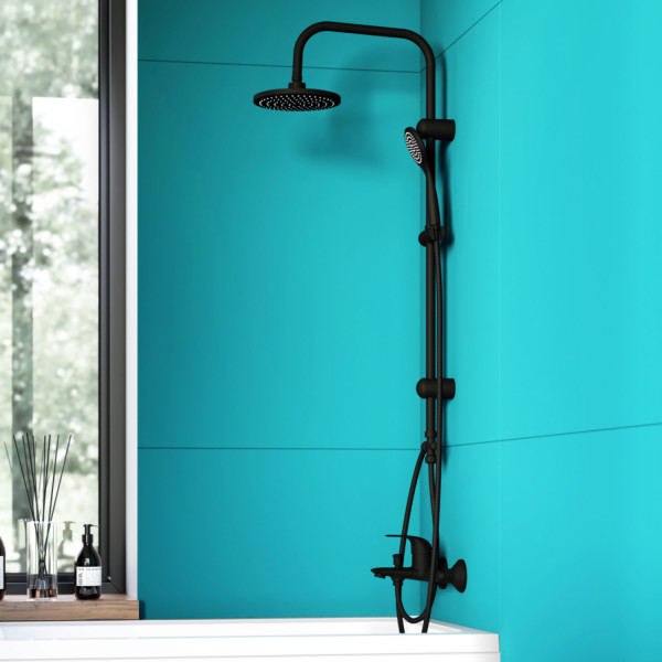 Душевая система с тропическим душем, черный. Фото 3