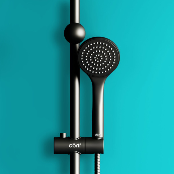 Душевая система с тропическим душем, черный. Фото 4