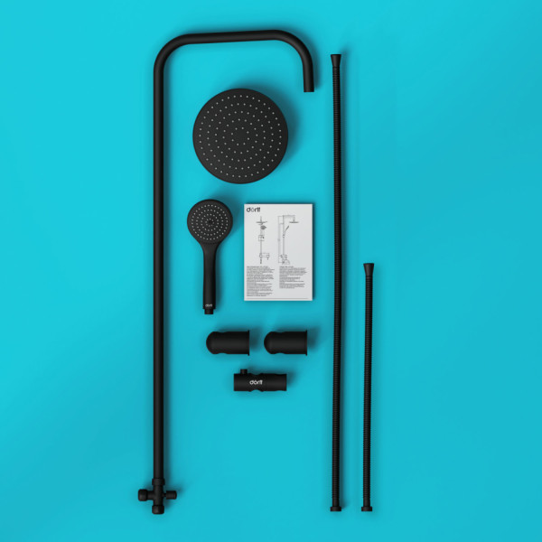 Душевая система с тропическим душем, черный. Фото 6