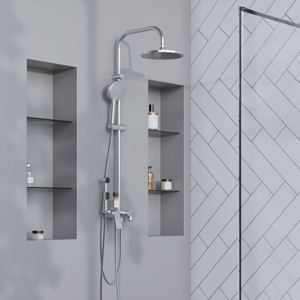 Душевая система с ванно-душевым смесителем-полкой и гигиеническим душем. Фото 1