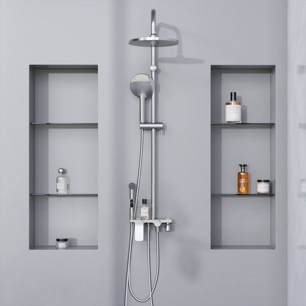 Душевая система с ванно-душевым смесителем-полкой и гигиеническим душем. Фото 2