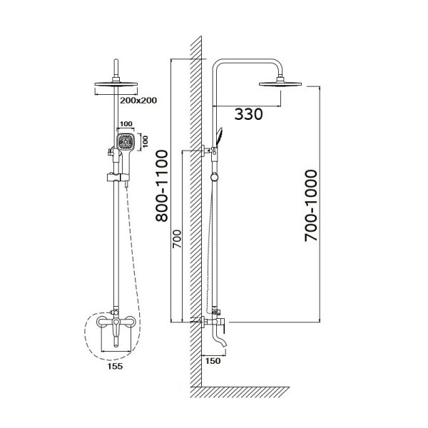 Душевая система Сантаком stOmega 7701, хром. Фото 2