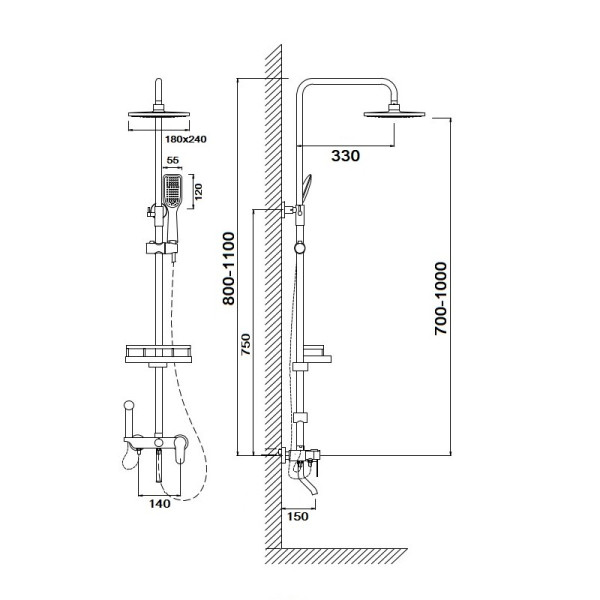 Душевая система Сантаком stOmega 7702, хром. Фото 2