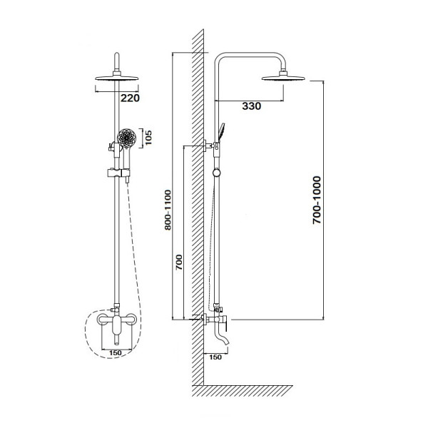 Душевая система Сантаком stOmega 7703, хром. Фото 2