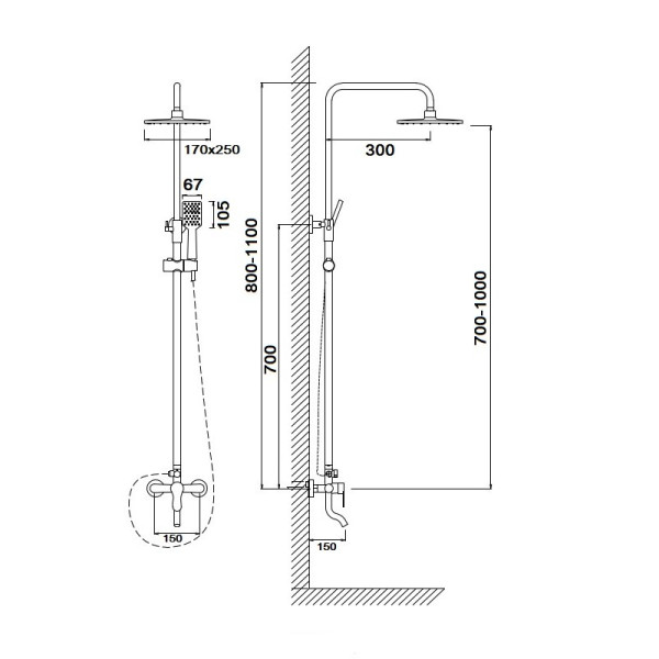 Душевая система Сантаком stOmega 7704, хром. Фото 2