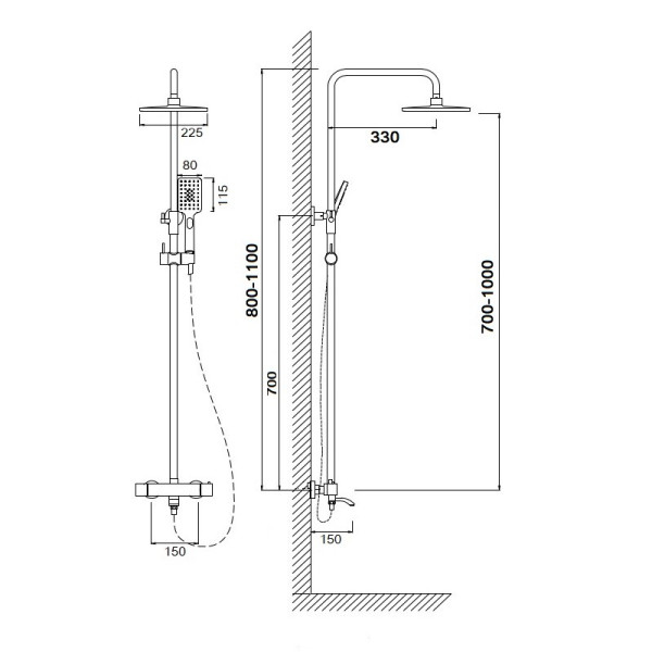 Душевая система Сантаком stOmega 7705, хром. Фото 2