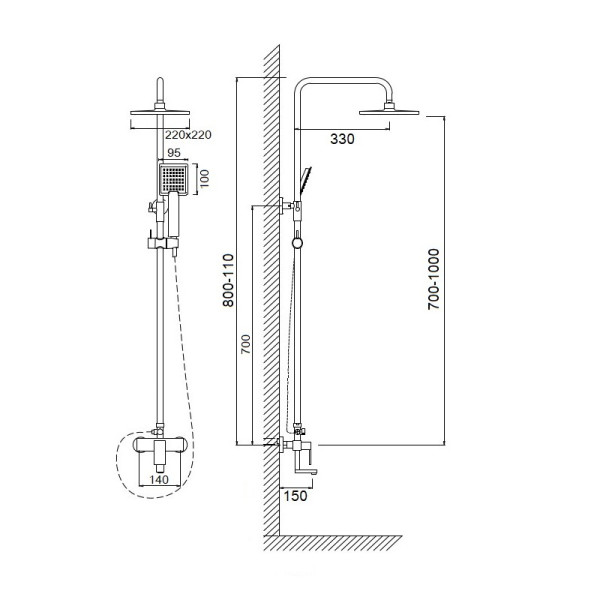Душевая система Сантаком stOmega 7706, хром. Фото 2