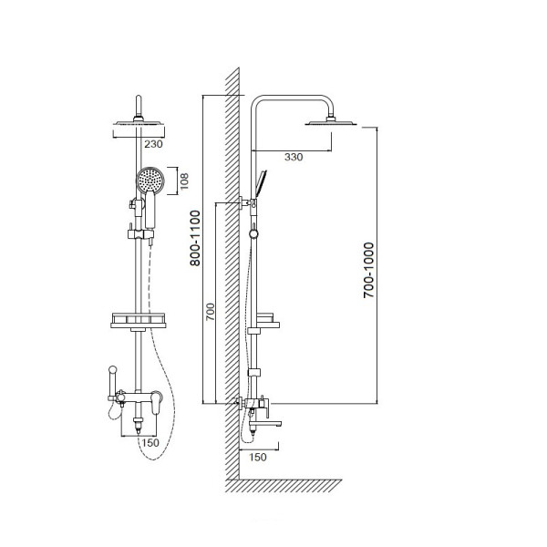 Душевая система Сантаком stOmega 7707, хром. Фото 2