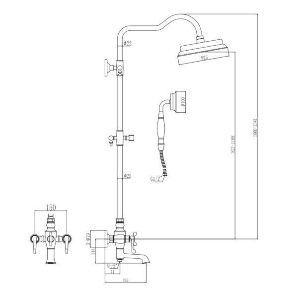 Душевая система Savol S-005313H, черный. Фото 2