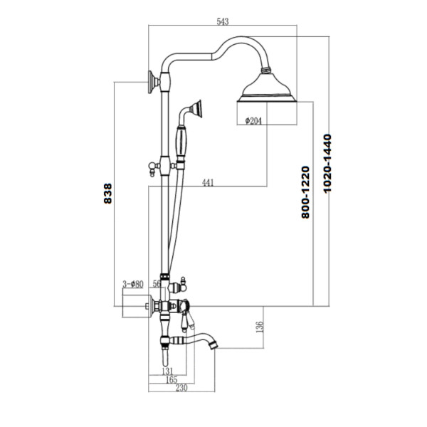 Душевая система Savol S-006613C, бронза. Фото 2