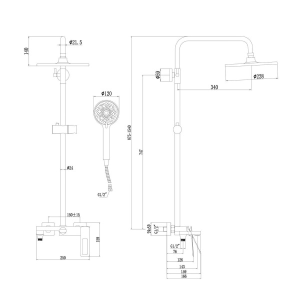 Душевая система Savol S-009045C, бронза. Фото 2