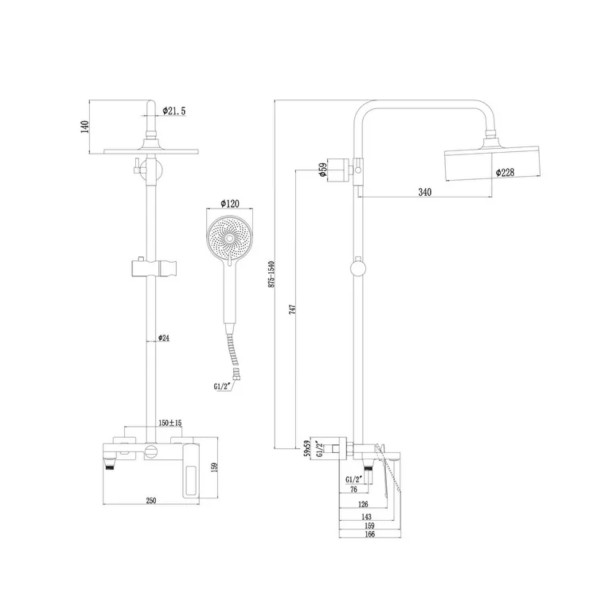Душевая система Savol S-009045Q, графит. Фото 2