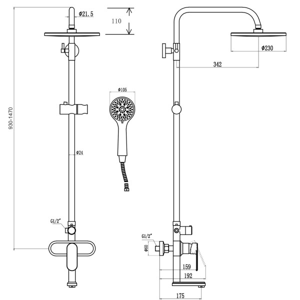 Душевая система Savol S-600308, хром. Фото 2