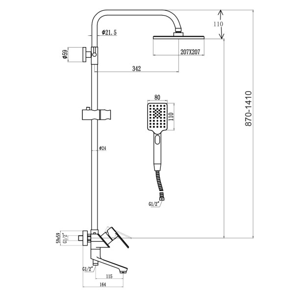 Душевая система Savol S-600708-1, хром. Фото 2