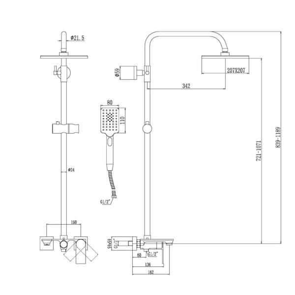 Душевая система Savol S-601144-1, хром. Фото 2