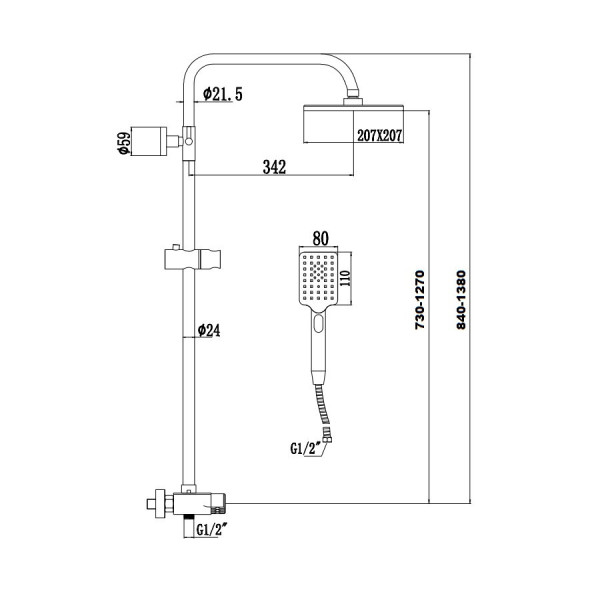 Душевая система Savol S-601144, хром. Фото 2