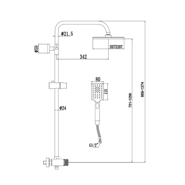 Душевая система Savol S-602042H, черный. Фото 2