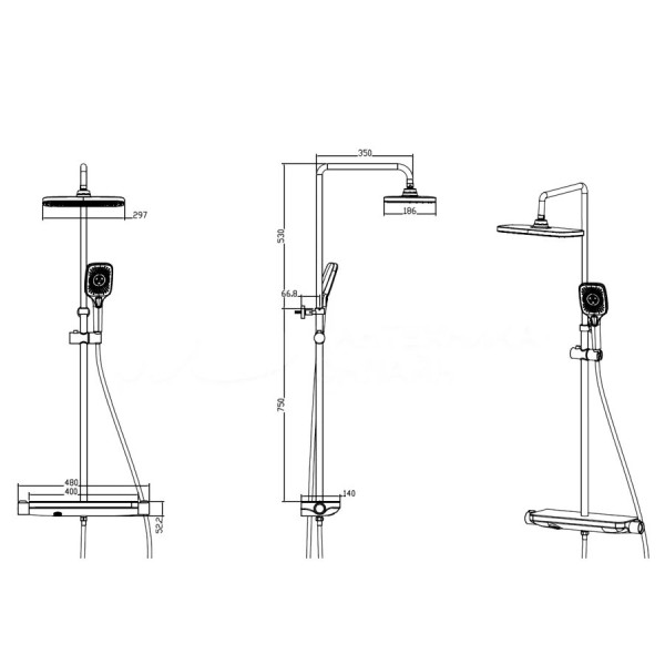 Душевая система Savol SK-H3445H, черный. Фото 2
