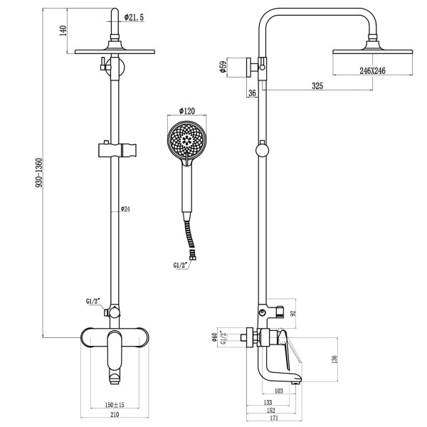 Душевая система Savol SK-H6401, хром. Фото 2